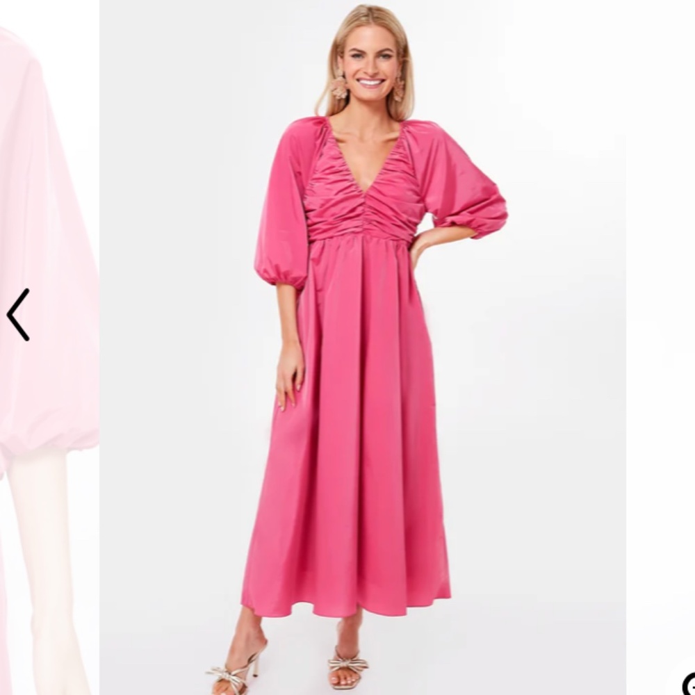 Tuckernuck Fuchsia Ruched V Neck Gia Maxi Dress